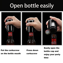 Automatic Beer Bottle Opener Push Down Stainless Steel Magnet Catching