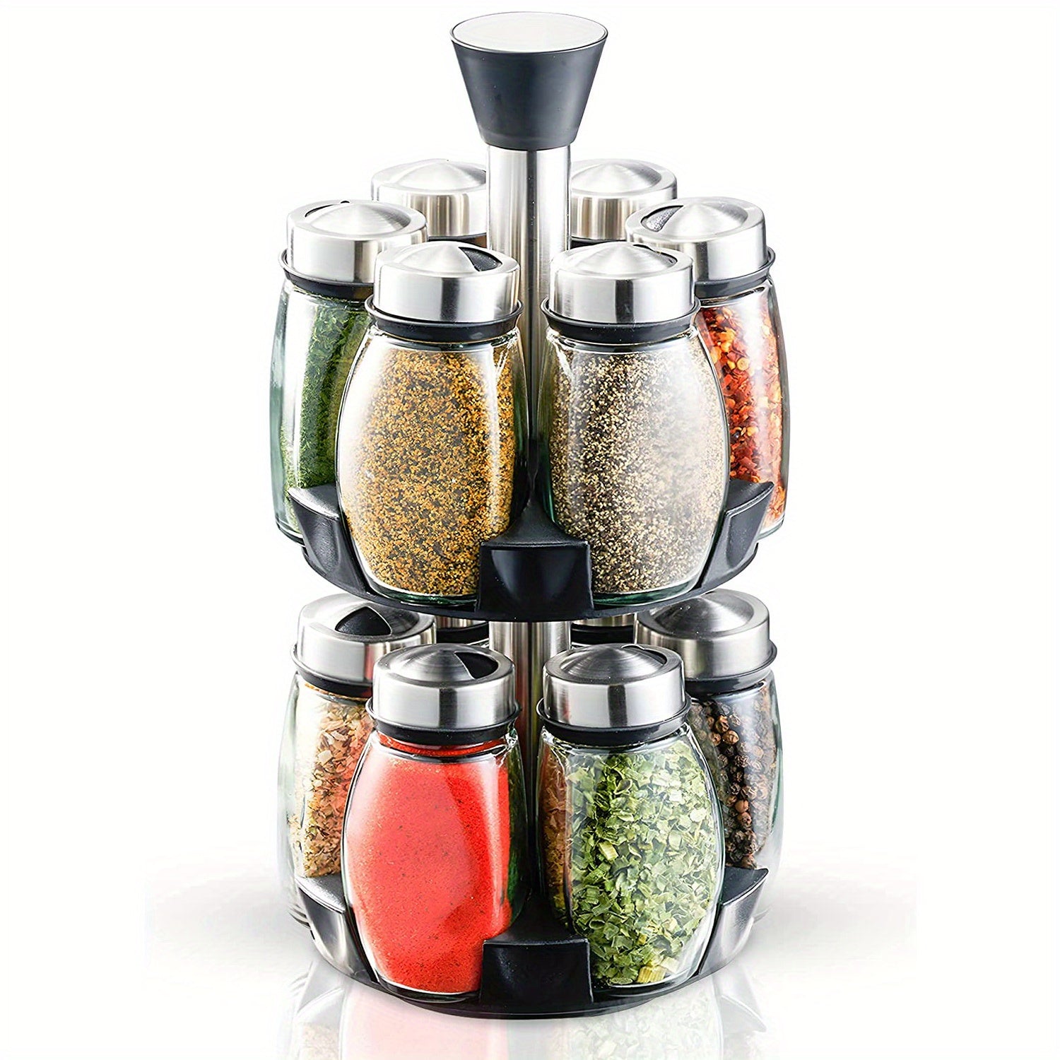 6pcs 12pcs Spice Rack Organizer with Glass Jars