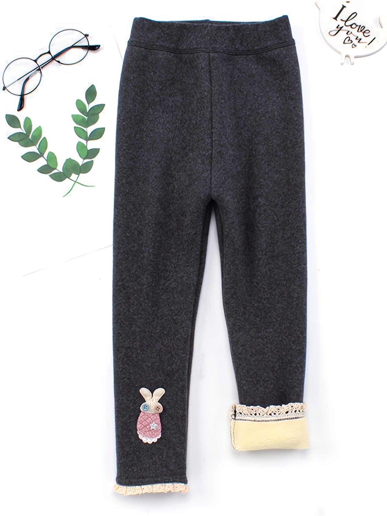 Girls Soft Fleece Lined Leggings Pants Kids Clothes
