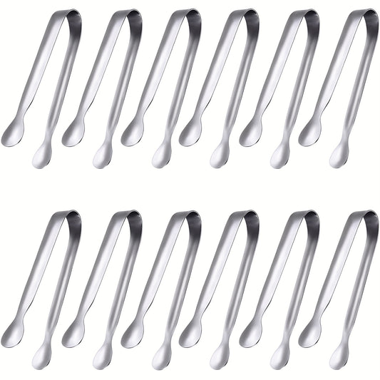 6/12pcs Stainless Steel Ice Cube Tongs Bread Baking Clips