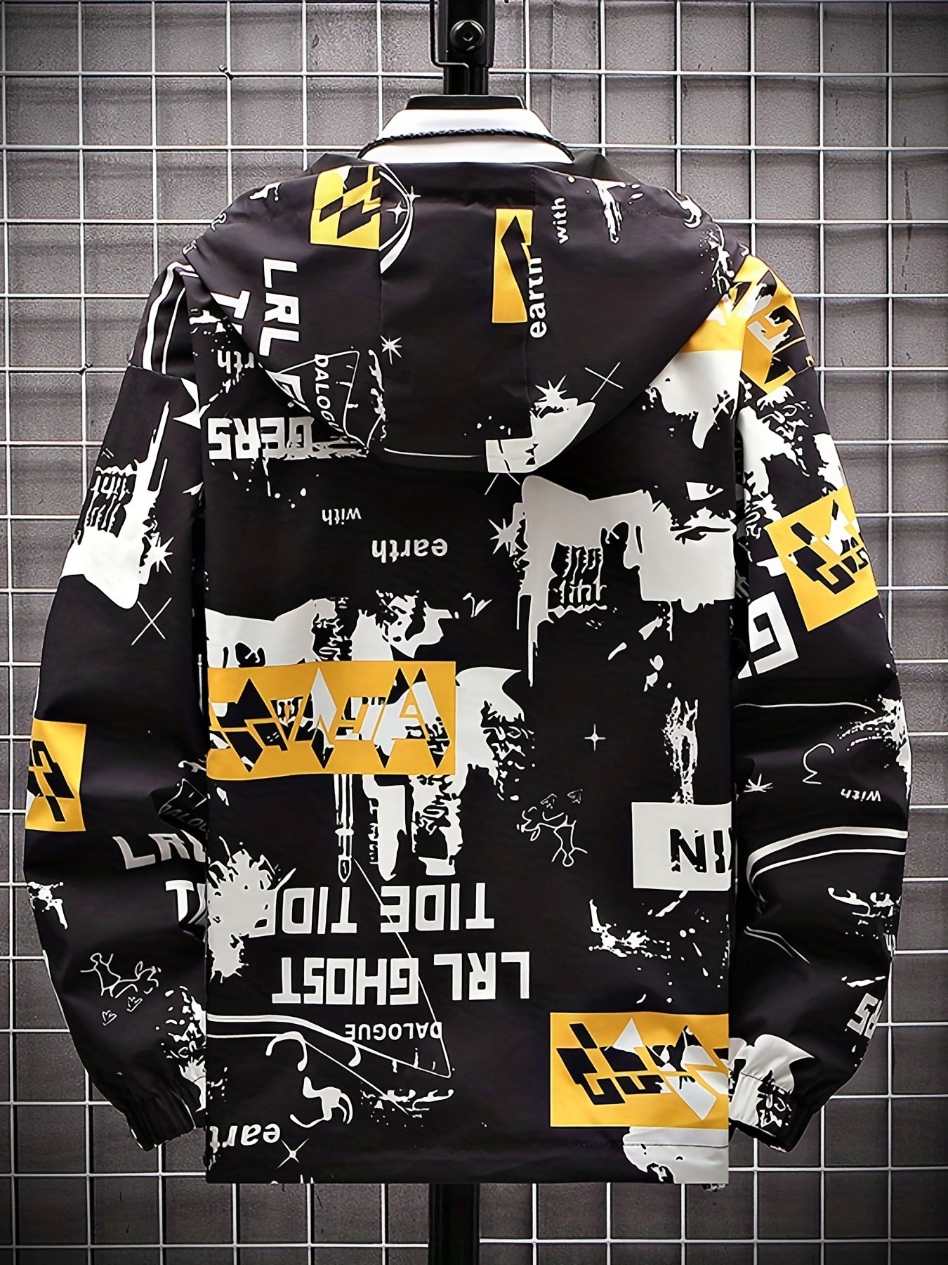 Graffiti Bear Windbreaker Reversible Jacket Men's Zip Jacket
