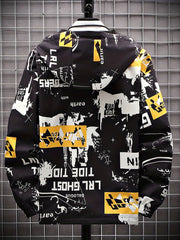 Graffiti Bear Windbreaker Reversible Jacket Men's Zip Jacket