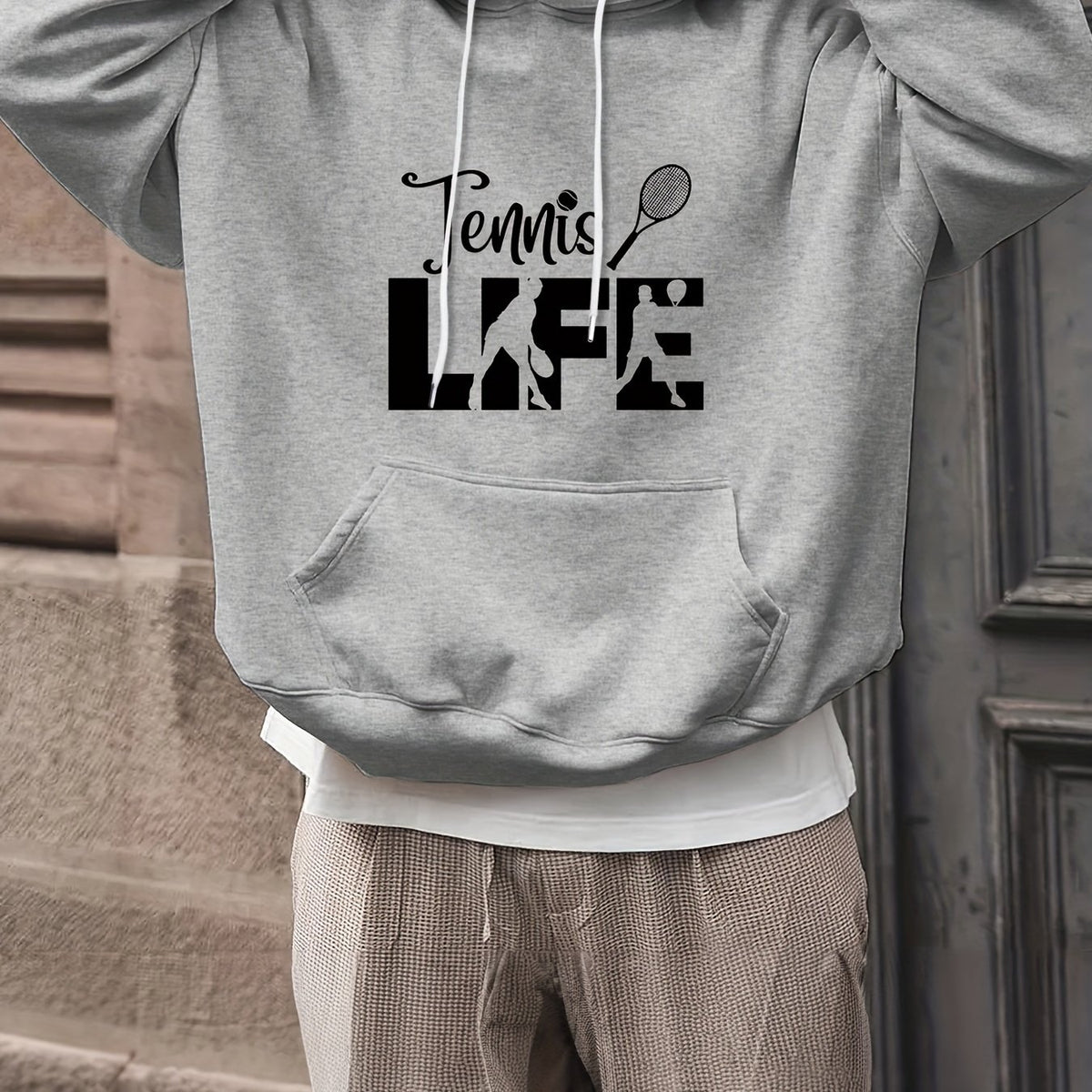 TENNIS LIFE Men's Graphic Print Hoodie Comfy Hooded Pullover