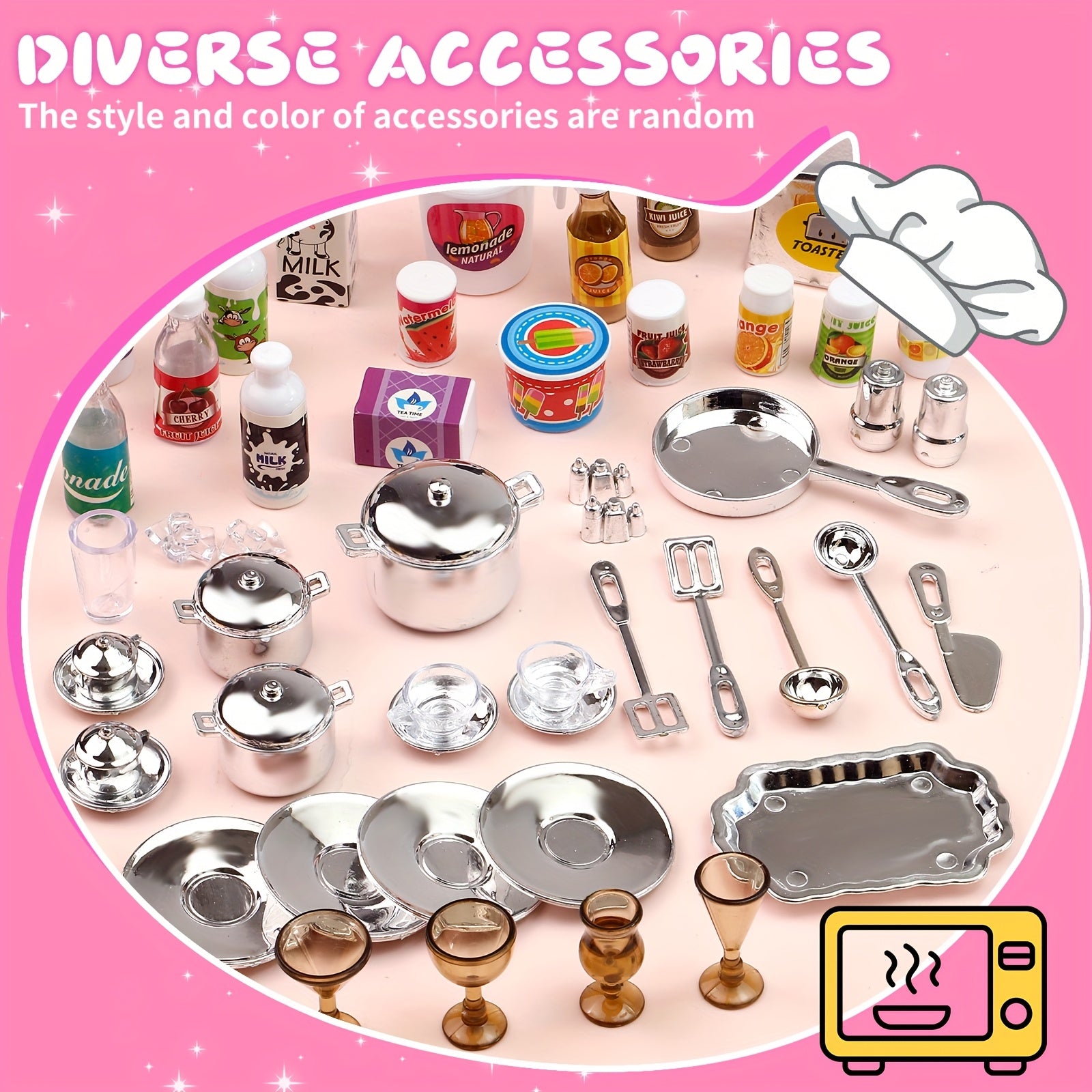 MQUDUO Pink Kitchen Set Pretend Play Toys for Christmas Halloween Thanksgiving E