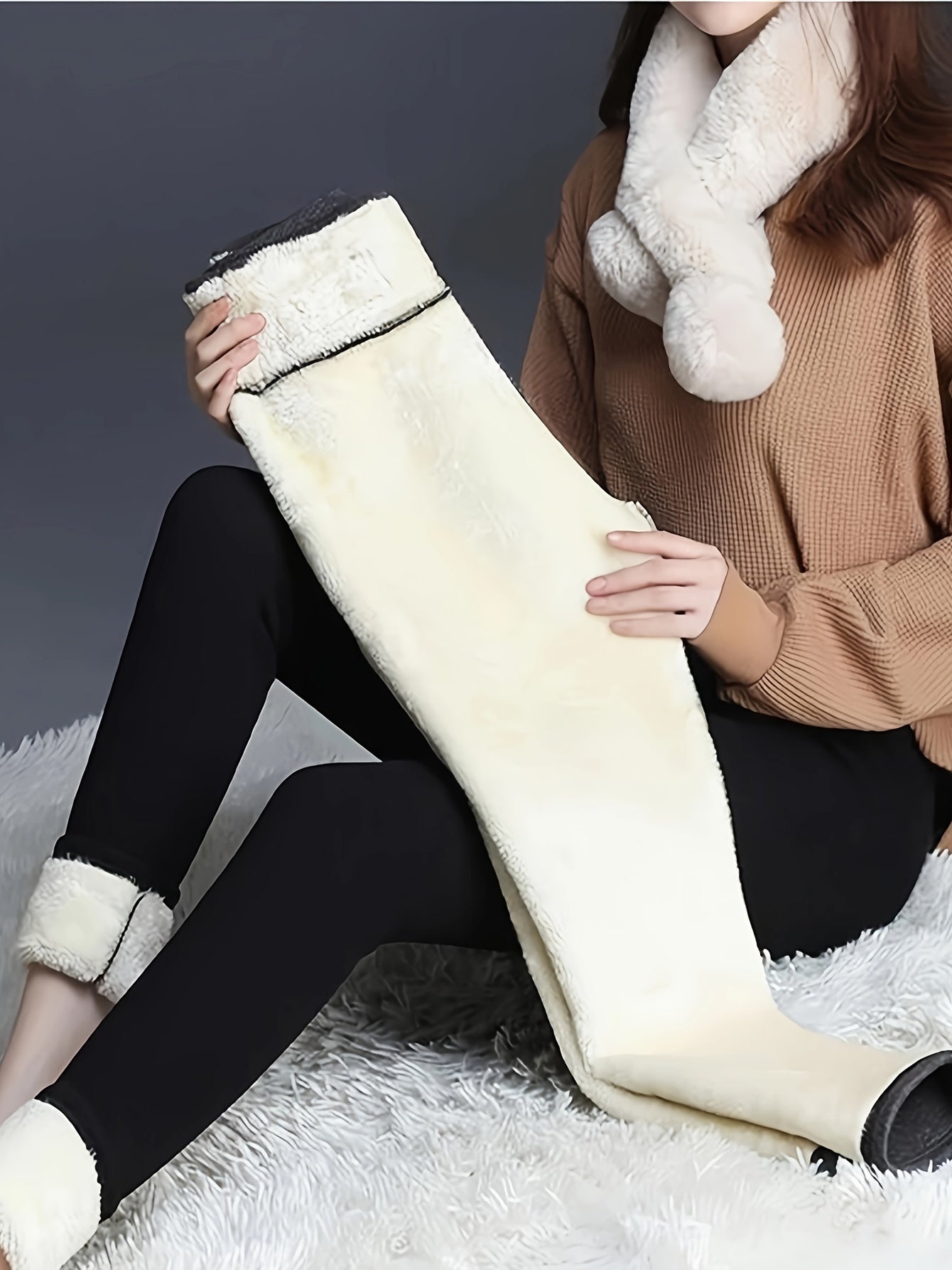 Fleece Lined Sports Leggings Women High Waisted Thermal Pants