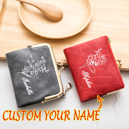 Personalized Floral Name Wallet for Women Custom Birth Month & Name