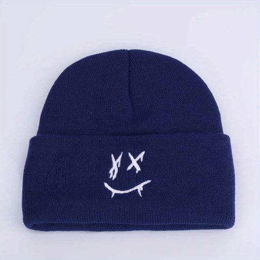 Girls Windproof Knit Beanie Hat with Embroidery