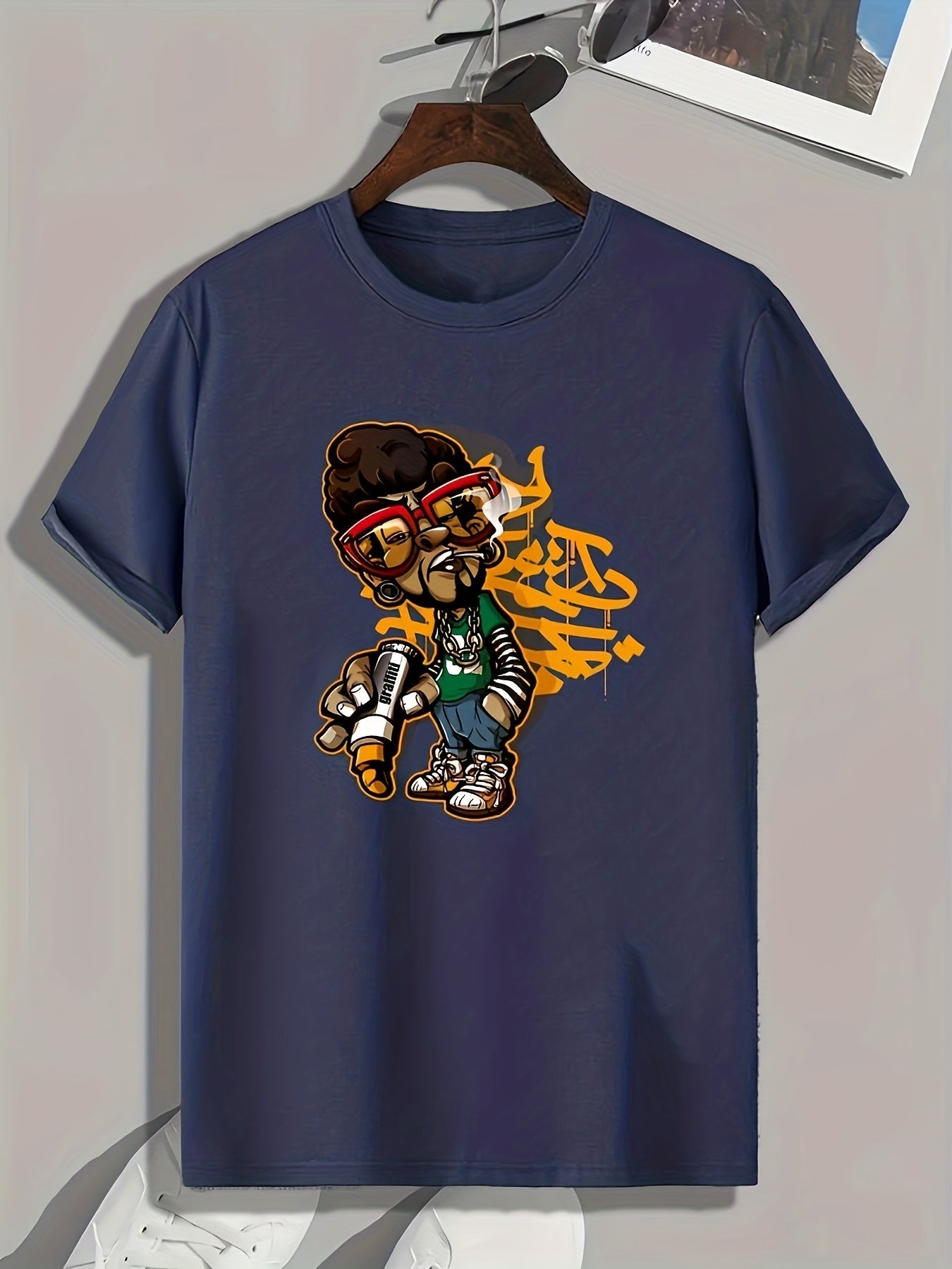 Skateboard Print Graphic Tee for Men