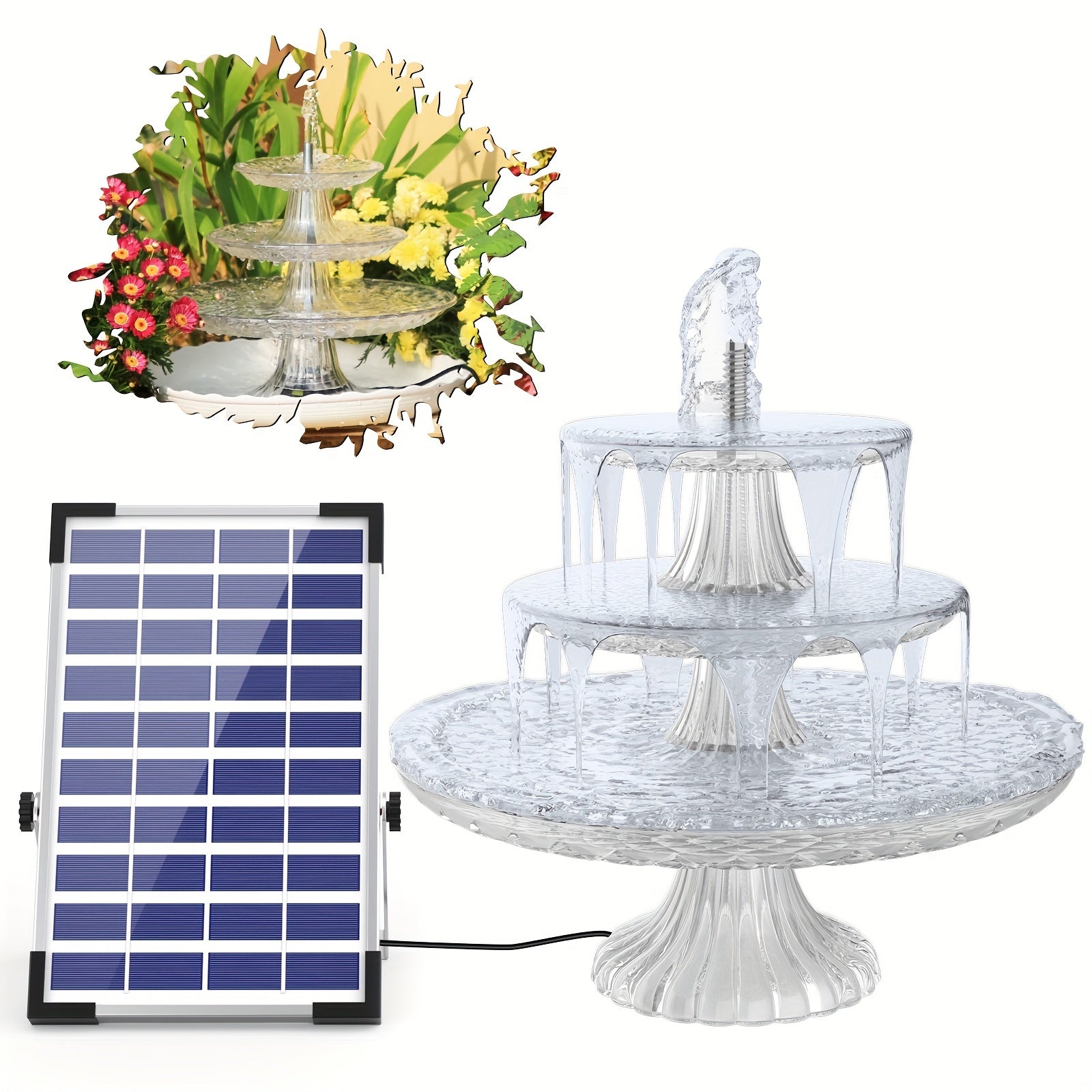 Solar Pump DIY Fountain Bird Bath Hummingbird Garden Decor