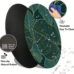 Personalized Round Mouse Pad with Leaf Pattern Design