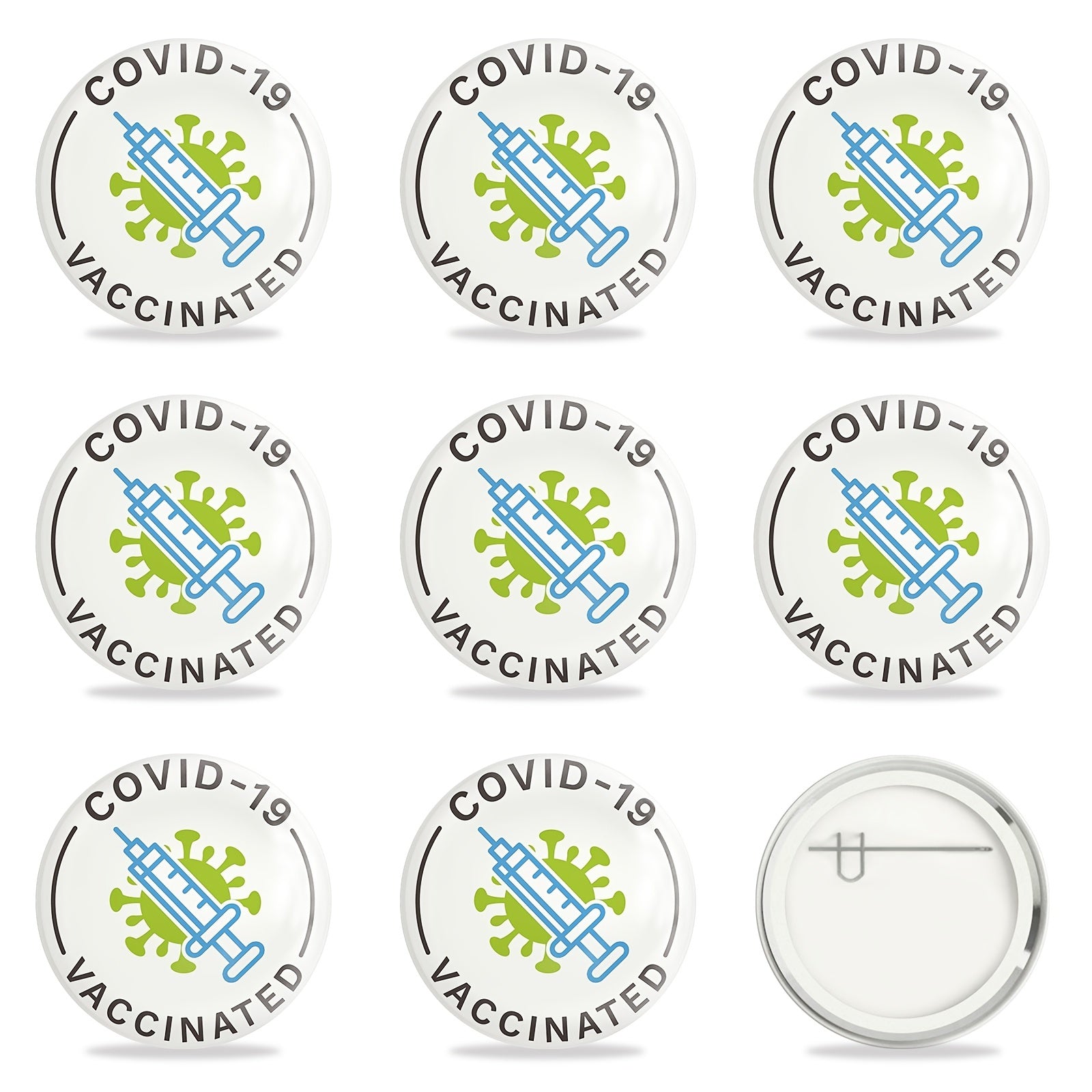 9 Pcs Vaccine Button Pins Covid 19 Vaccinated Pins Men's Women's Brooches