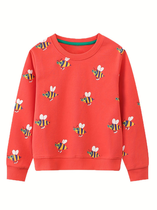 Floral Dinosaur Crew Neck Sweatshirt for Girls