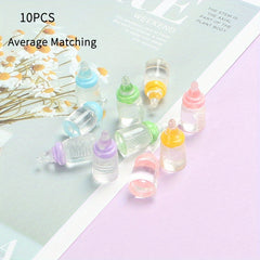 10pcs Mini 3D Milk Bottles & 5 Combinations DIY Decorations for Doll Houses OB11