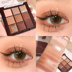 Hisyi Mocha Chocolate Eyeshadow Palette - 9 Shades Brown Nude & Golden Matte & G