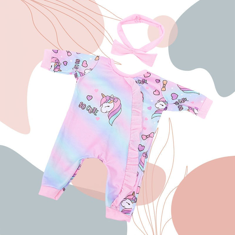 Purple Unicorn Doll Outfit Set with Headband for 18" Dolls