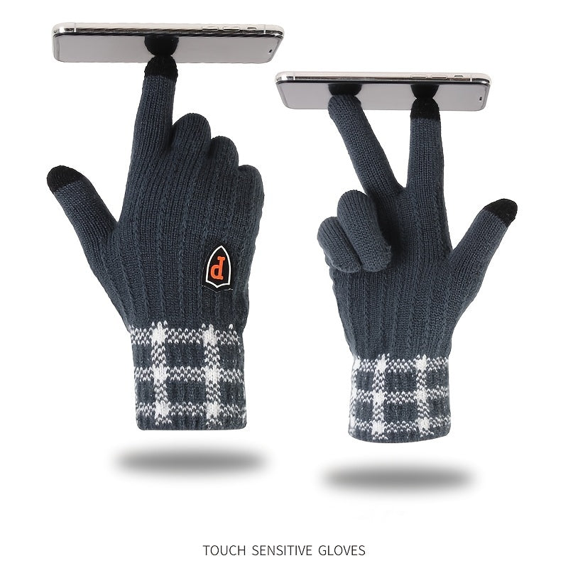 Winter Plus P Marking Thickened Knit Jacquard Adult Thermal Gloves
