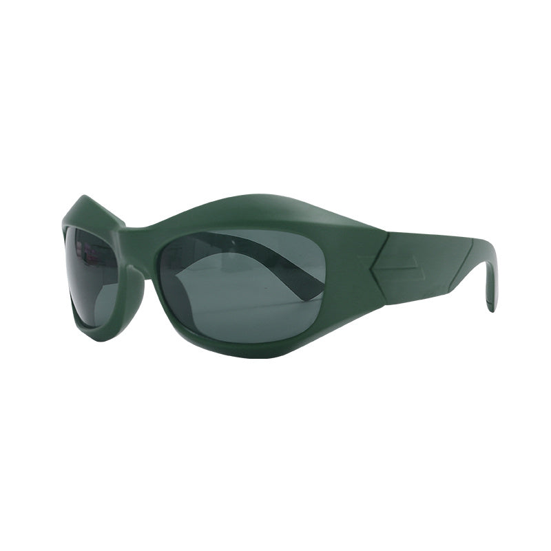 Y2K Wrap Around Sunglasses Futuristic Oval Glasses Men Women Shades
