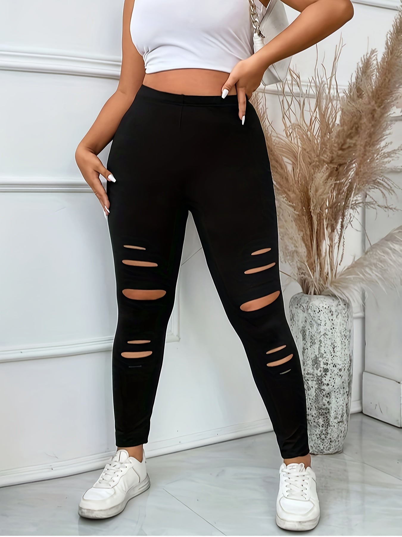  Sexy Sporty Ripped High Rise Leggings