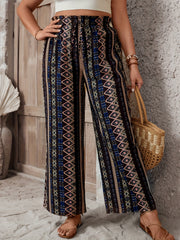  Colorblock Geometric Print Drawstring Pants