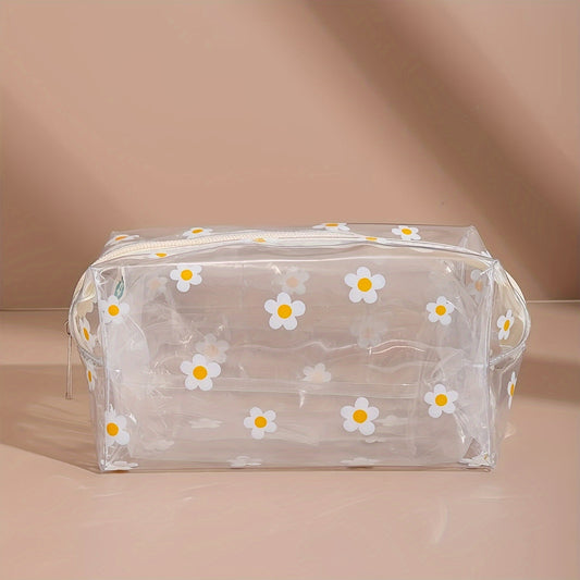 Daisy Flower Pattern Clear Makeup Bag Cosmetic Bag Toiletry Bag