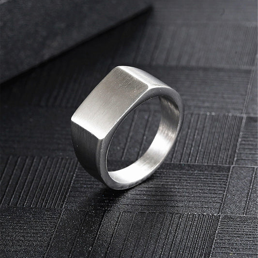 Vintage Stainless Steel Square Ring for Men