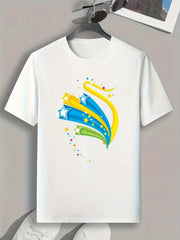 Stars Print Men's Graphic T-shirt Casual Comfy Tee For Summer