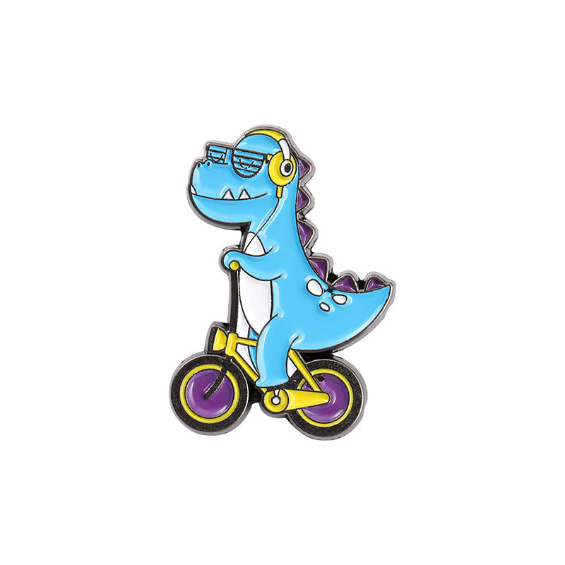 Dinosaur Enamel Pin Red Green Guitar Brooch for Women Bag Gift