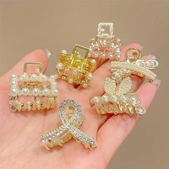 8 PCS Faux Pearl Mini Hair Claw Jewelry