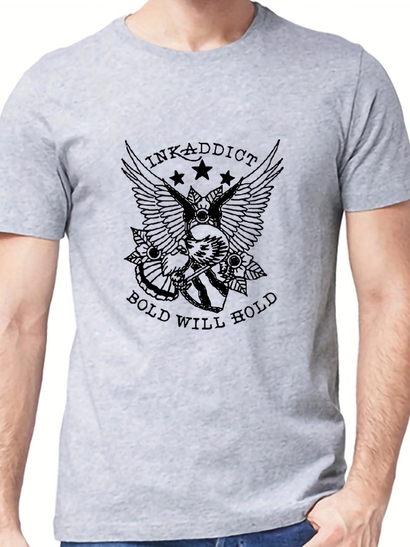 Men's Bold Letter Print T-shirt for Summer