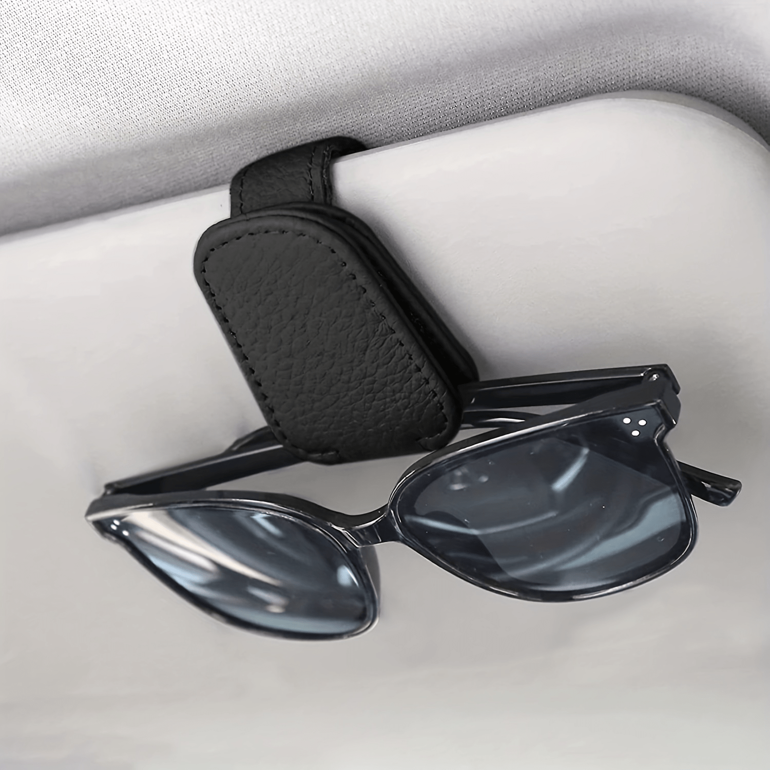 Magnetic Leather Car Visor Sunglasses Holder - Car Interior Accessory