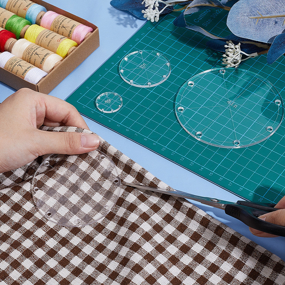 4pcs Acrylic Circular Quilting Template Sewing Tools & Stickers Set