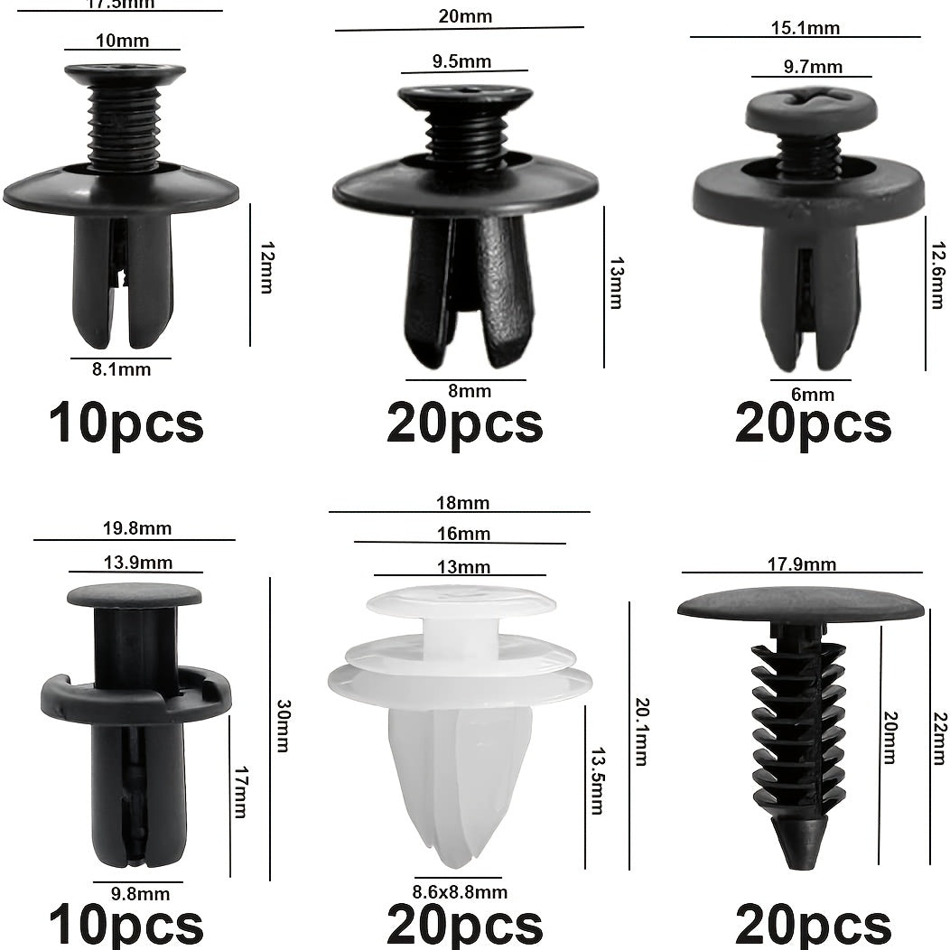 Car Retainer Clips Set 100PCS 6 Sizes Auto Door Trim Panel Bumper Push Rivet Cli