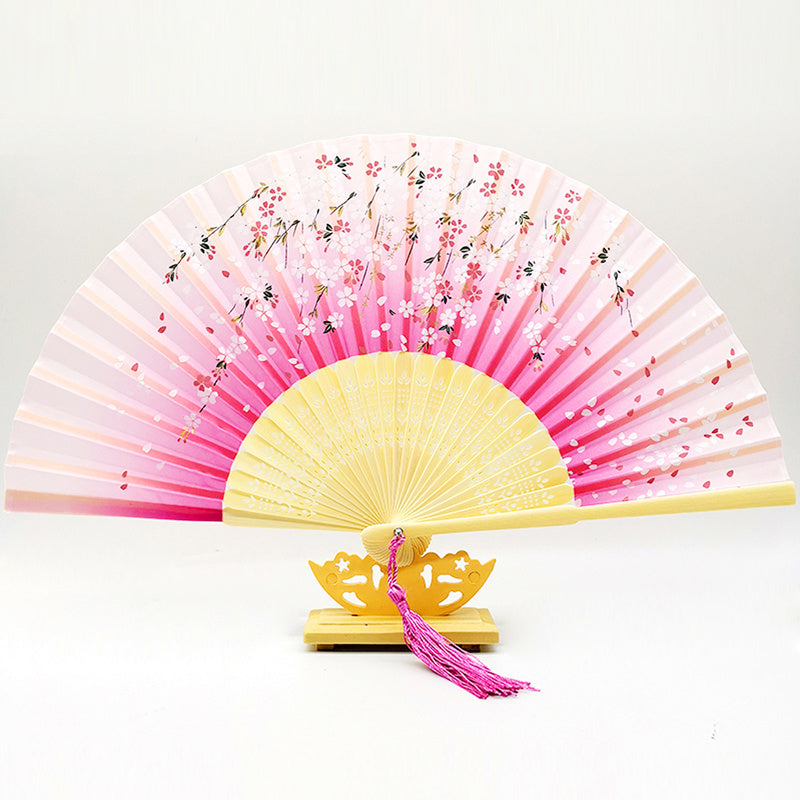 Floral Folding Fans with Tassel for Wedding Party Favors
