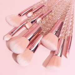 10pcs Pink Makeup Brushes Set Powder Foundation Eyeliner Lip Brush