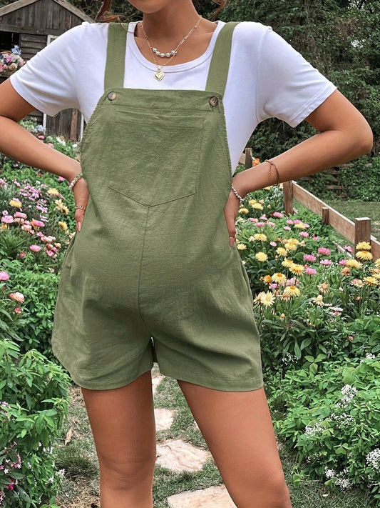 Maternity Adjustable Waist Overall Women's Cotton Shorts