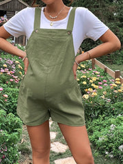 Maternity Adjustable Waist Overall Women's Cotton Shorts