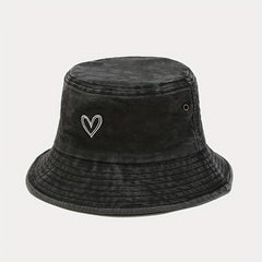 Sunshade Bucket Hat Love Pattern Embroidered Sun Hat