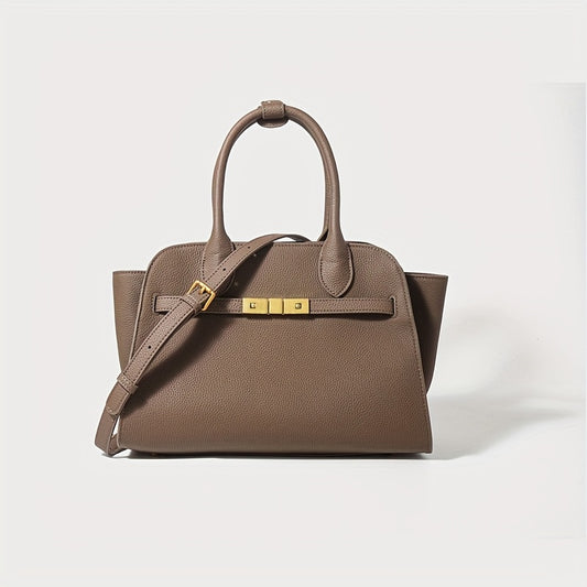 Women's Gray Leather Handbag Professional & Casual Purse