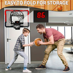 Kids Indoor Basketball Hoop Mini Hoop w/ Electronic Scoreboard & 2 Balls