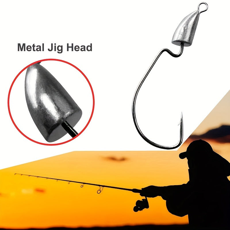 5pcs Bullet Lead Head Hooks Soft Worm Hooks