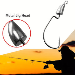 5pcs Bullet Lead Head Hooks Soft Worm Hooks