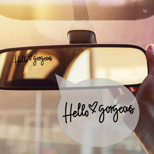 3pc Set 'Hello Gorgeous' Mirror Decal Adds Beauty to Car's Mirror