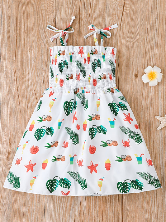 Girls Floral Print Strappy Sundress for Summer