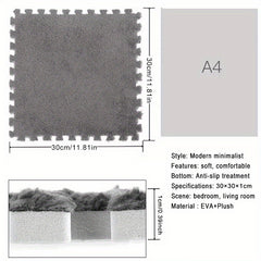 5pcs Anti-fall Bedside Mat Plush Foam Floor Mat Splicing Carpet