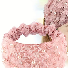 Faux Pearl Wide Brim Elastic Headband Women's Non-Slip Hair Cover