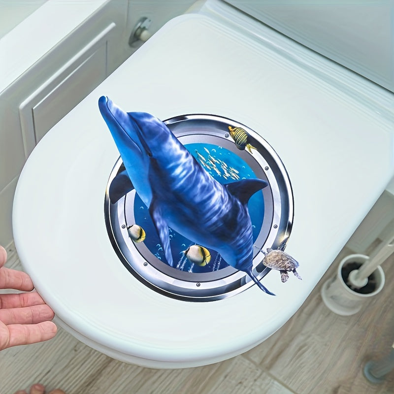 3D Dolphin Diving Mirror Toilet Sticker Bathroom Decoration