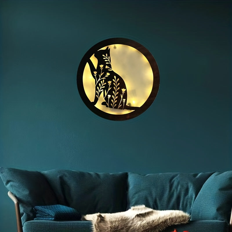 LED Lamp Carving Fairy Tale Story Shape Retro Wooden Hanging Plate