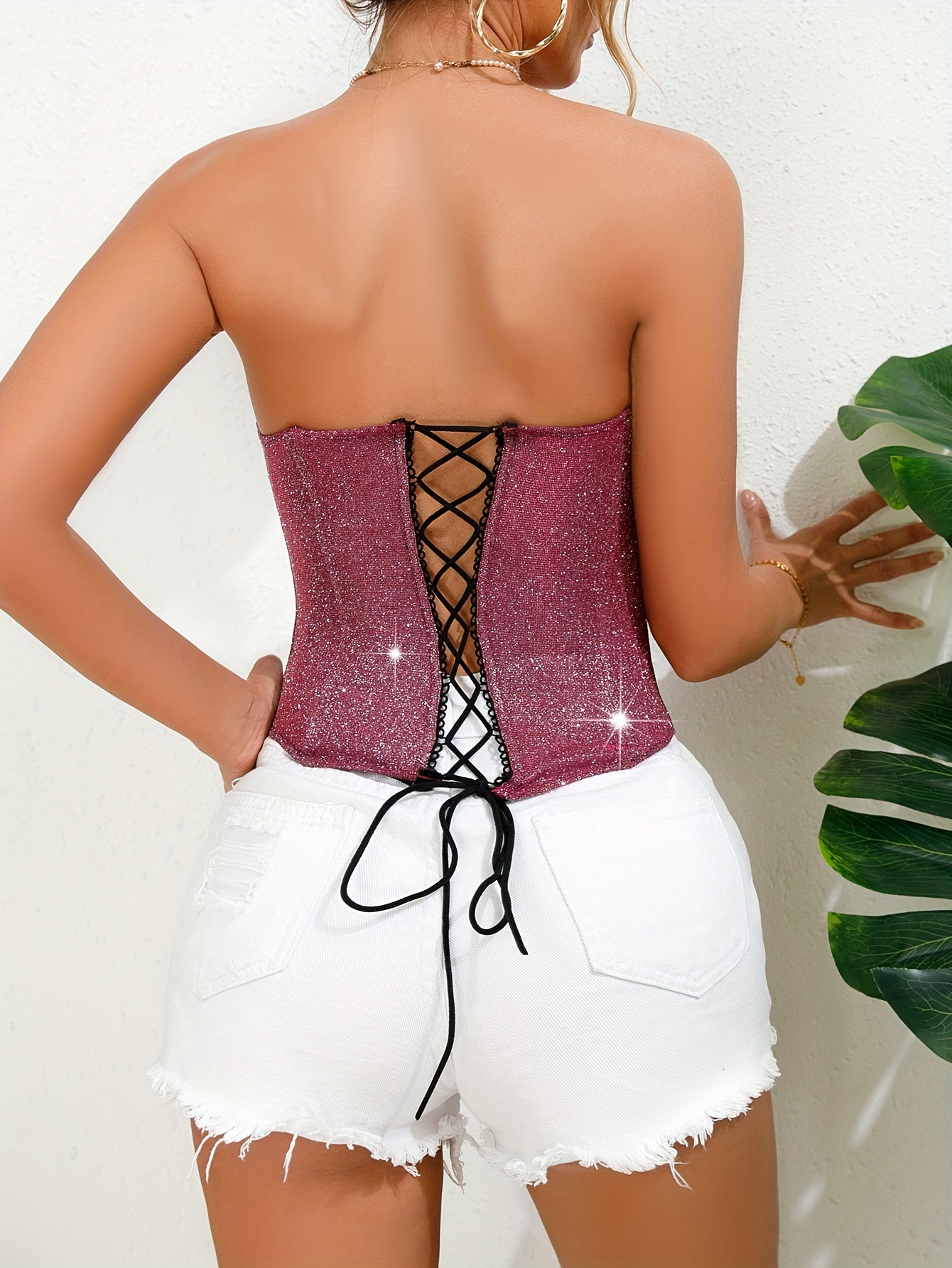 Strapless Strappy Corset Bustier Tummy Control Slimming Body Shaper