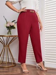  Chain Decor High Rise Tapered Leg Trousers