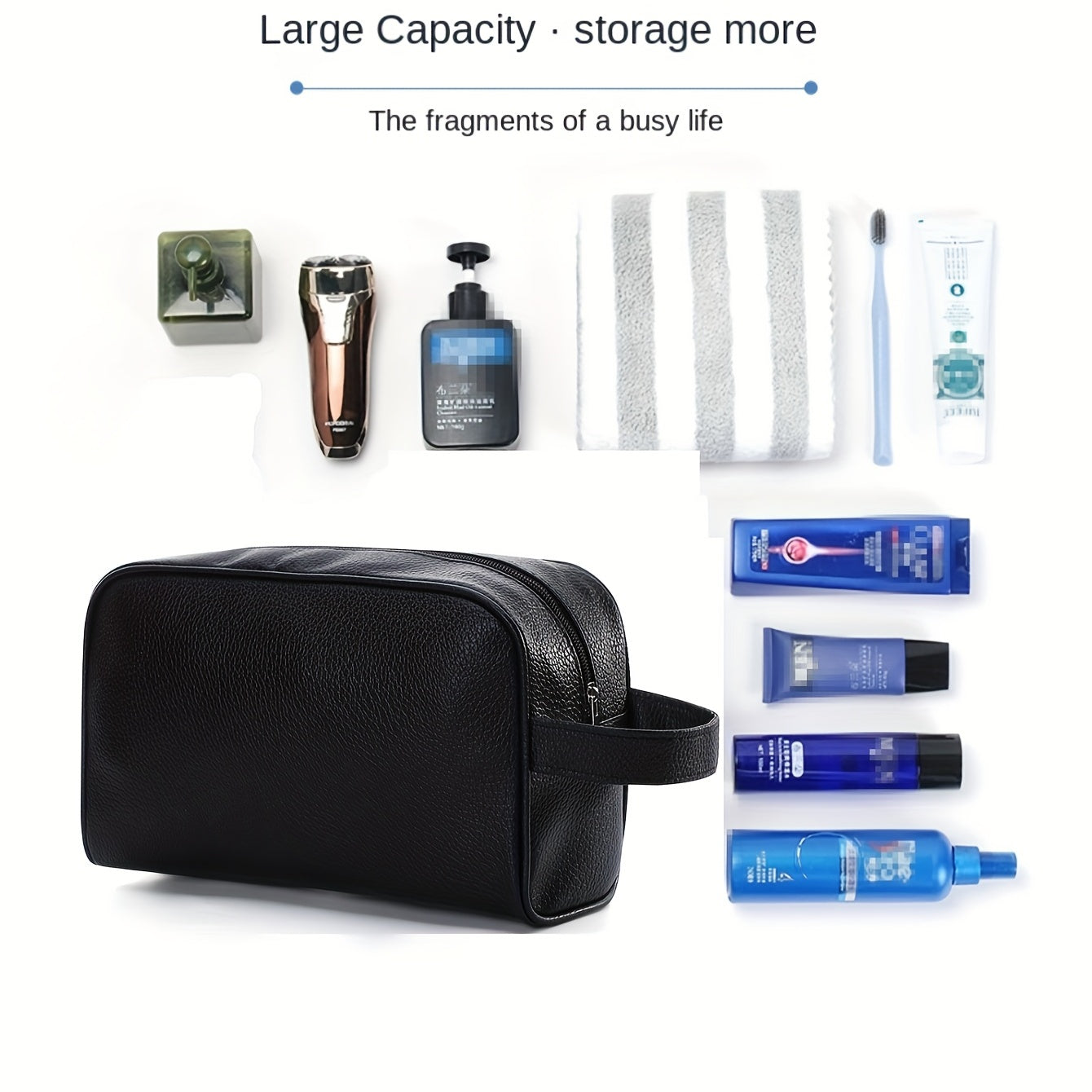 Portable PU Leather Toiletry Bag